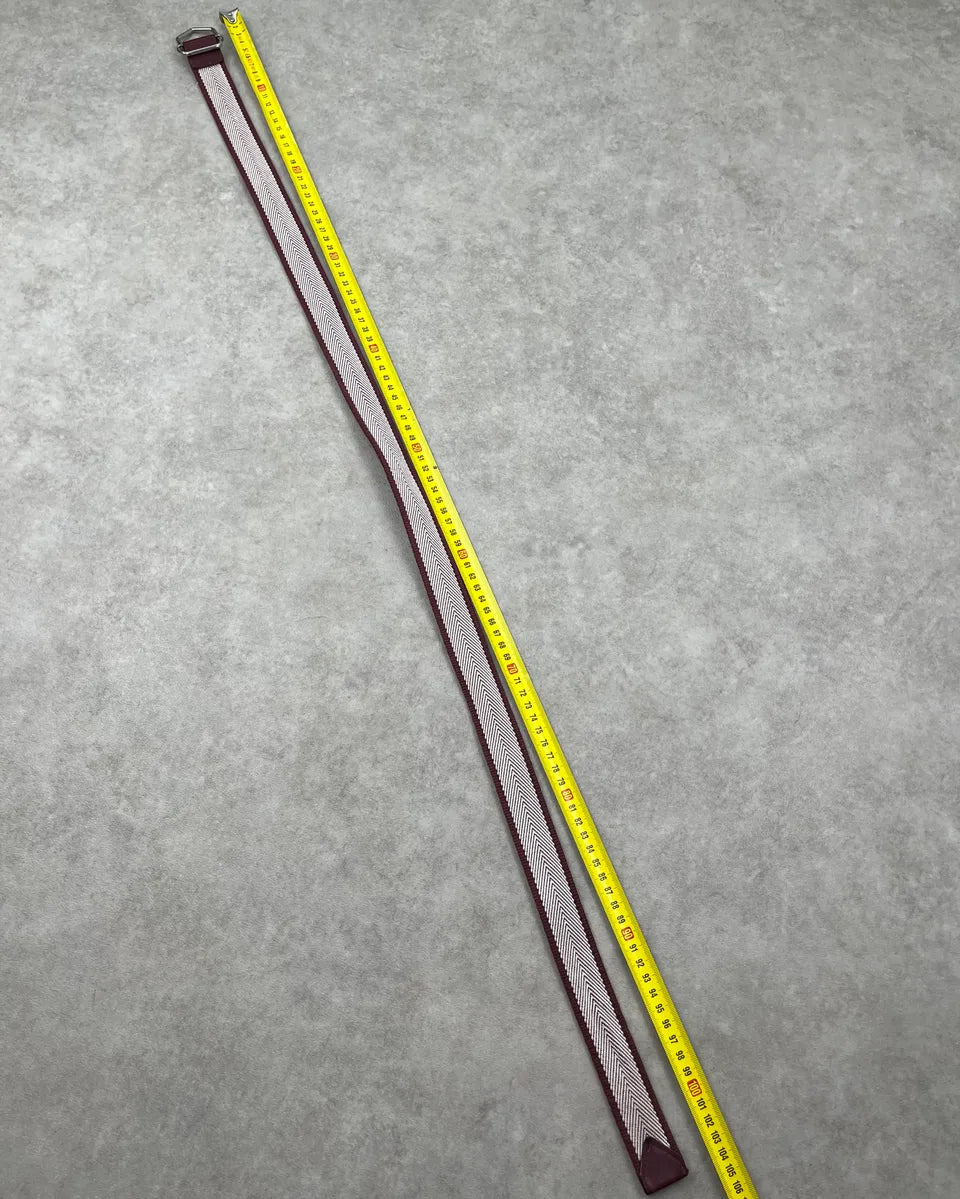 Bottega Veneta White & Bordeaux Woven Herringbone Belt kQeyEjV 7