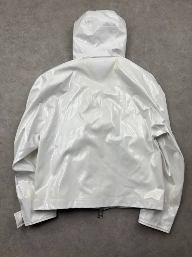 Bottega Veneta White Rubber Leather Removable Vest Hooded Jacket NNUMmyH 4