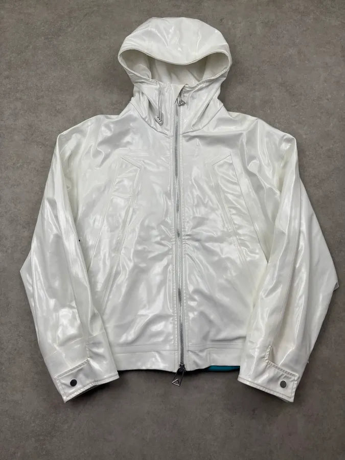 Bottega Veneta White Rubber Leather Removable Vest Hooded Jacket NNUMmyH 0