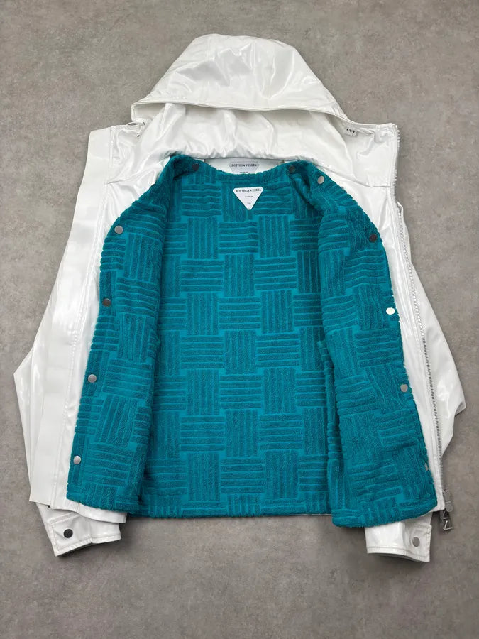 Bottega Veneta White Rubber Leather Removable Vest Hooded Jacket NNUMmyH 6