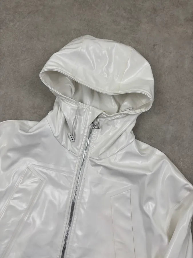 Bottega Veneta White Rubber Leather Removable Vest Hooded Jacket NNUMmyH 3