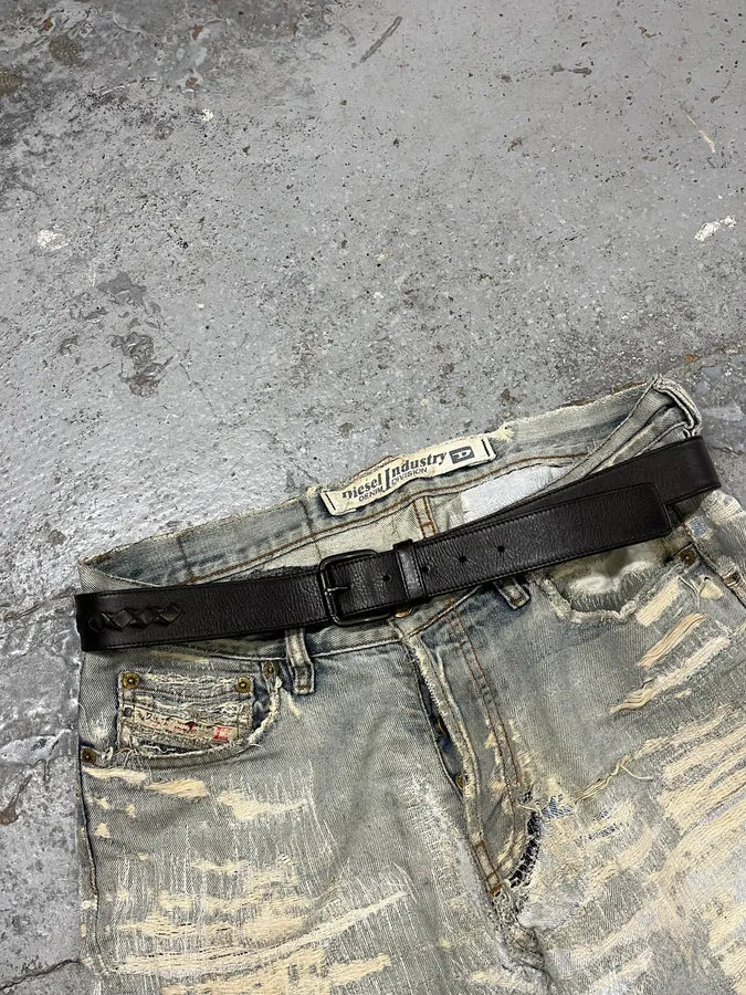 Bottega Veneta Woven Black Leather Belt afPLdyP 1