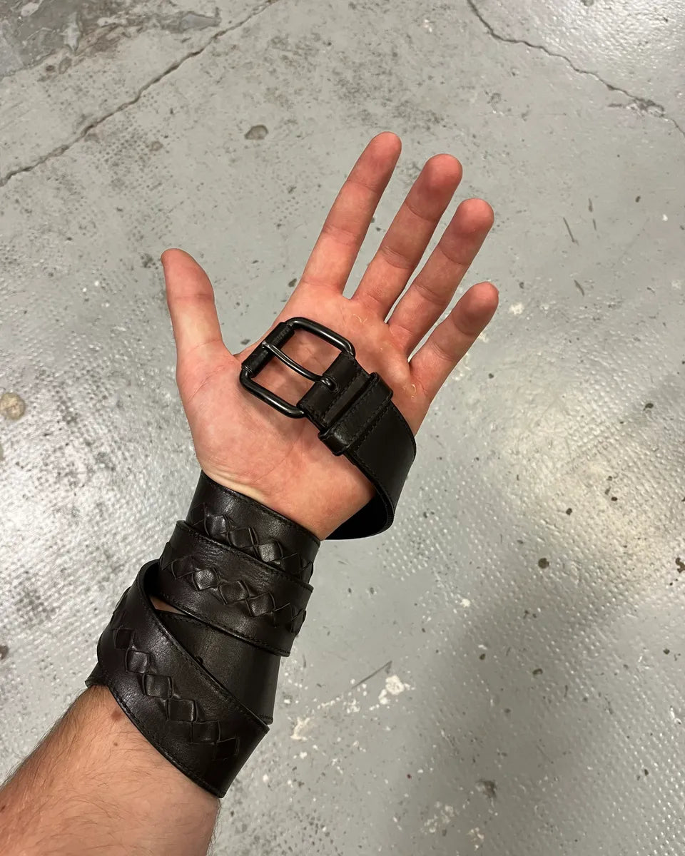 Bottega Veneta Woven Black Leather Belt afPLdyP 0