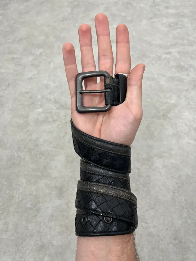 Bottega Veneta Woven Black Leather Belt VKoqWzq 0