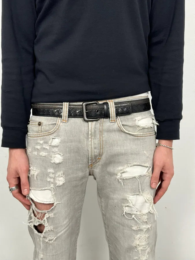 Bottega Veneta Woven Black Leather Belt VKoqWzq 1