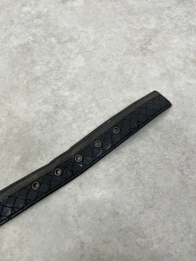Bottega Veneta Woven Black Leather Belt VKoqWzq 5