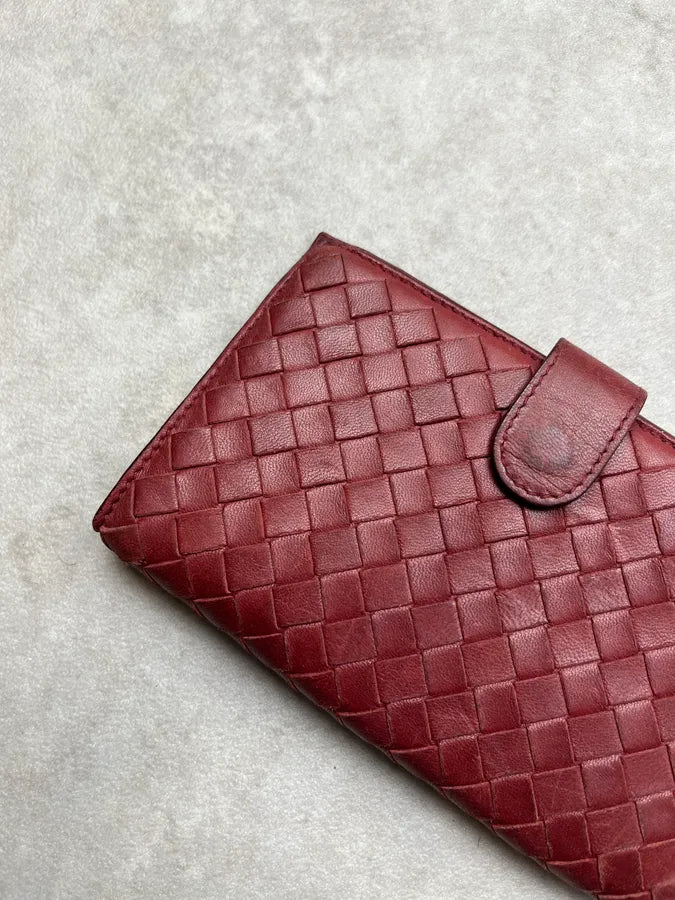 Bottega Veneta Woven Bordeaux Leather Wallet aQkKuSi 1