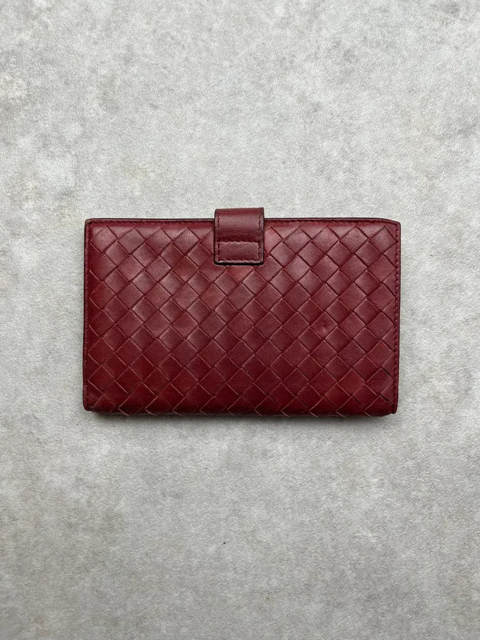 Bottega Veneta Woven Bordeaux Leather Wallet aQkKuSi 2