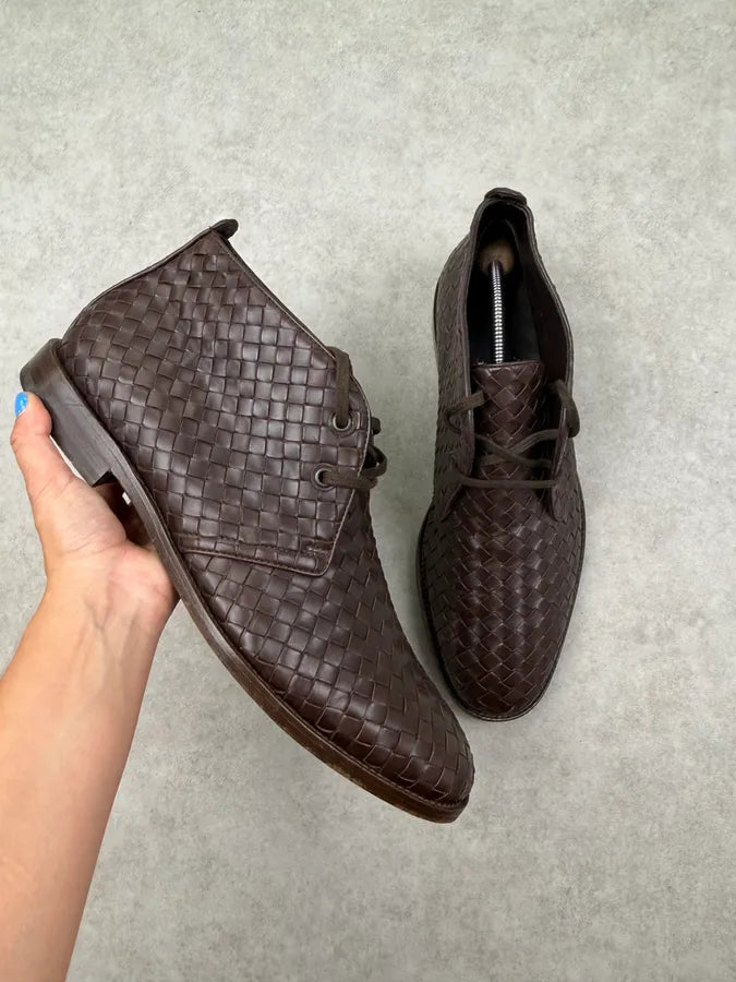 Bottega Veneta Woven Brown Boots PEeoqBn 0