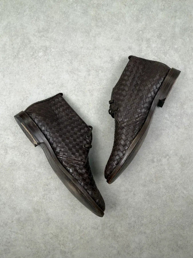 Bottega Veneta Woven Brown Boots PEeoqBn 1