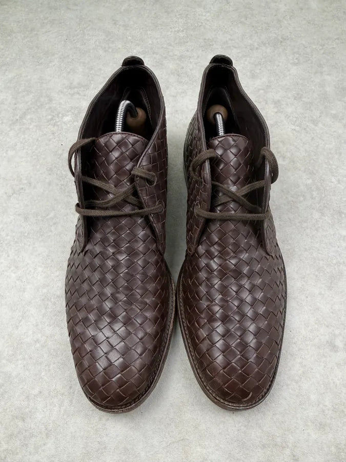 Bottega Veneta Woven Brown Boots PEeoqBn 4