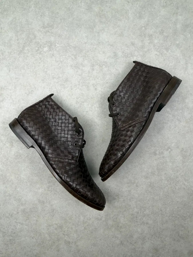 Bottega Veneta Woven Brown Boots PEeoqBn 2