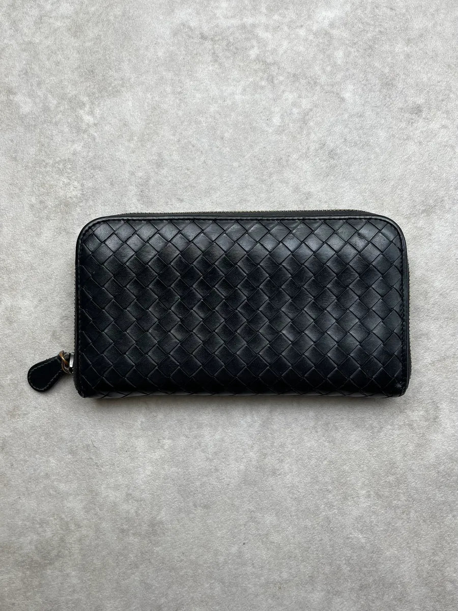 Bottega Veneta Woven Intrecciato Black Leather Wallet UHRrNUQ 0