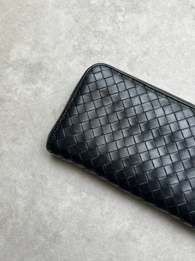 Bottega Veneta Woven Intrecciato Black Leather Wallet UHRrNUQ 1