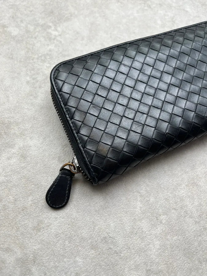 Bottega Veneta Woven Intrecciato Black Leather Wallet UHRrNUQ 2