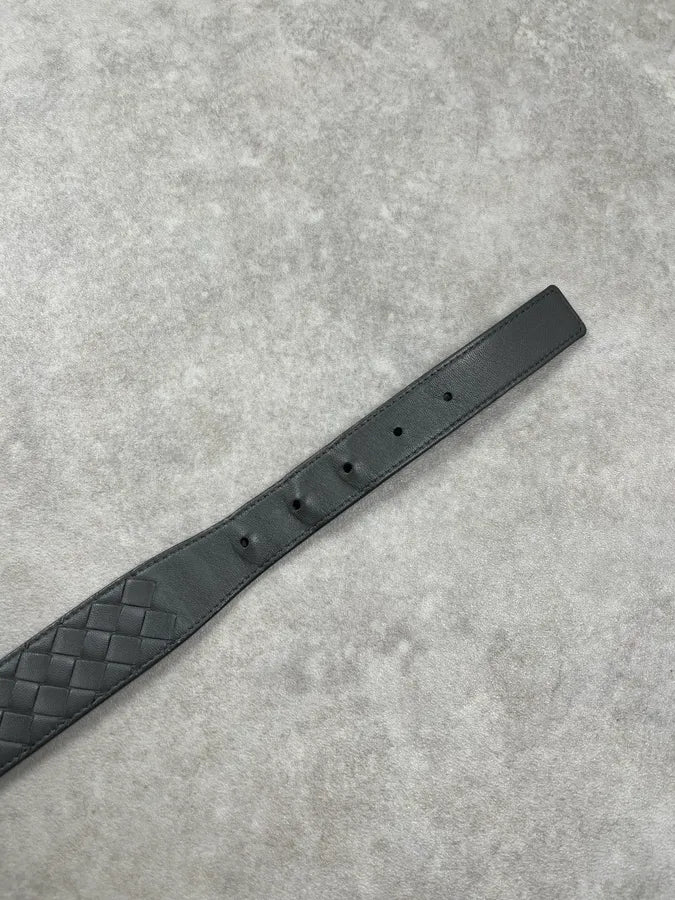 Bottega Veneta Woven Intrecciato Dark Grey Leather Belt CJpfjmO 6