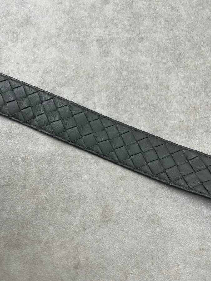 Bottega Veneta Woven Intrecciato Dark Grey Leather Belt CJpfjmO 7
