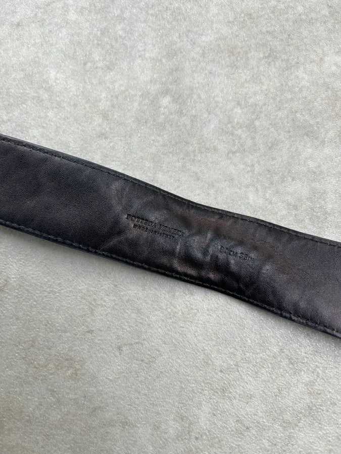 Bottega Veneta Woven Intrecciato Dark Grey Leather Belt CJpfjmO 9