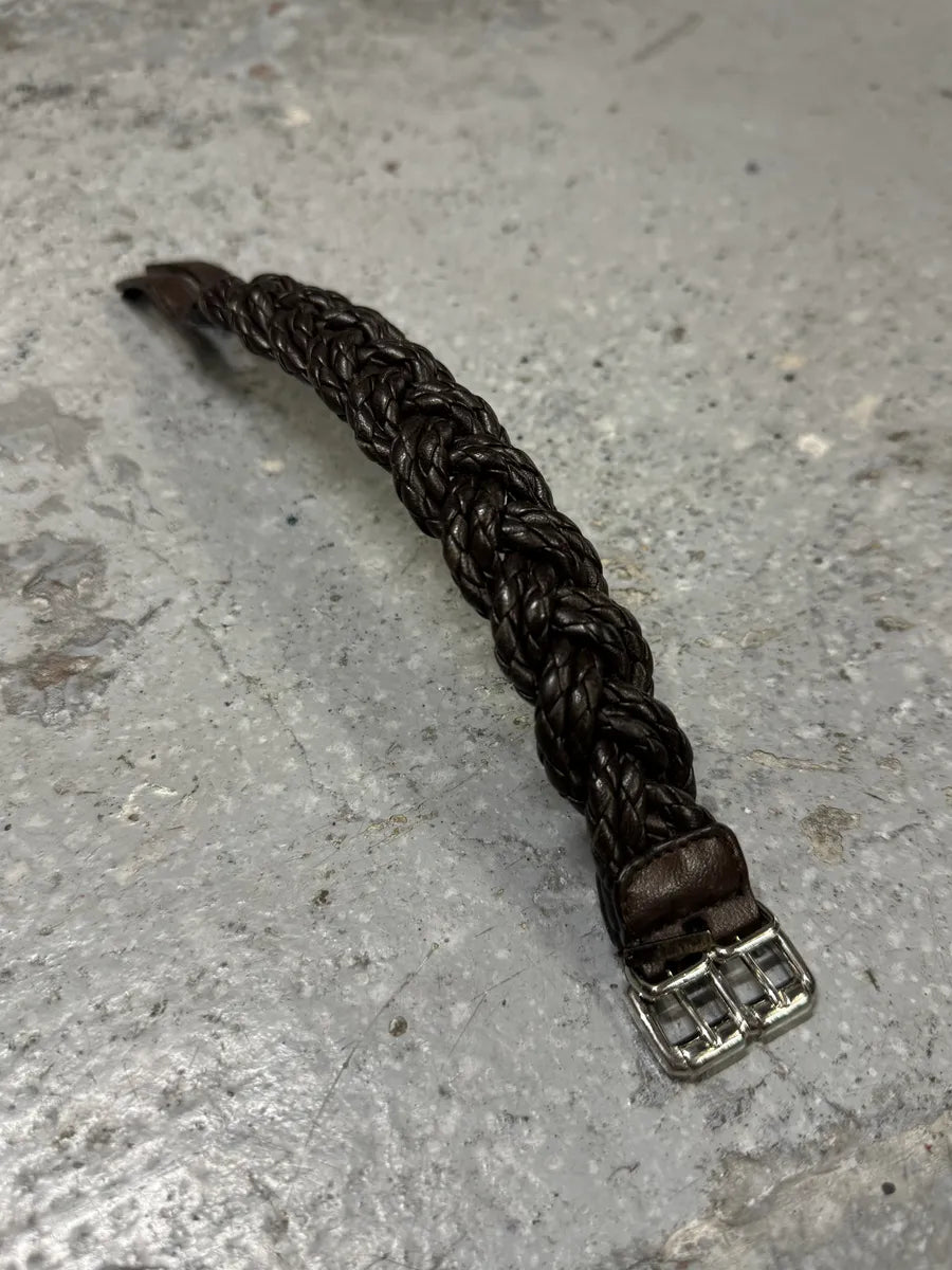 Bottega Veneta Woven Leather Dark Brown Bracelet fkaLsew 0