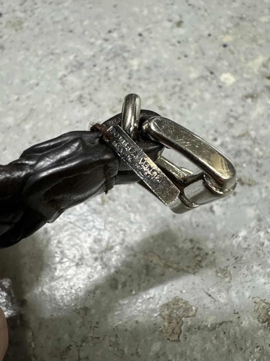 Bottega Veneta Woven Leather Dark Brown Bracelet fkaLsew 5