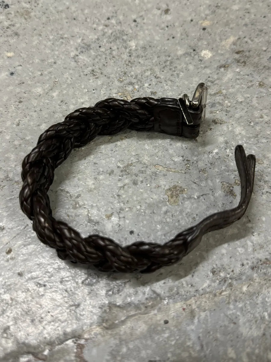 Bottega Veneta Woven Leather Dark Brown Bracelet fkaLsew 7