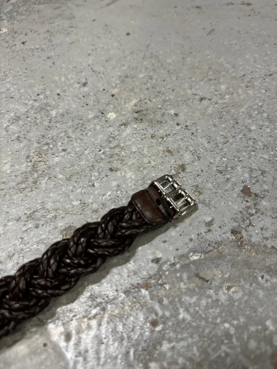 Bottega Veneta Woven Leather Dark Brown Bracelet fkaLsew 8