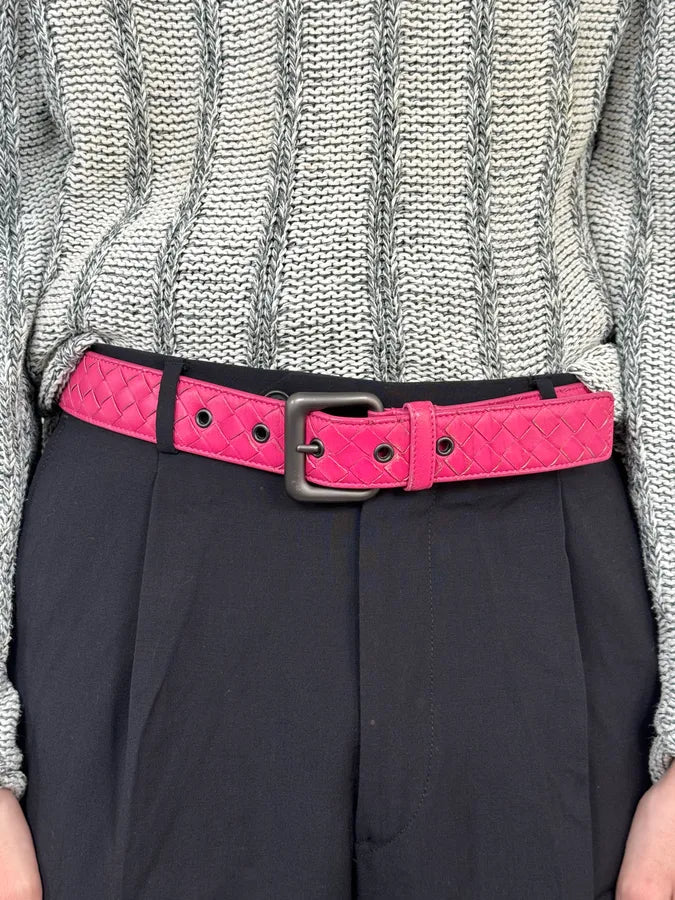 Bottega Veneta Woven Leather Pink Belt dtyUvFU 0