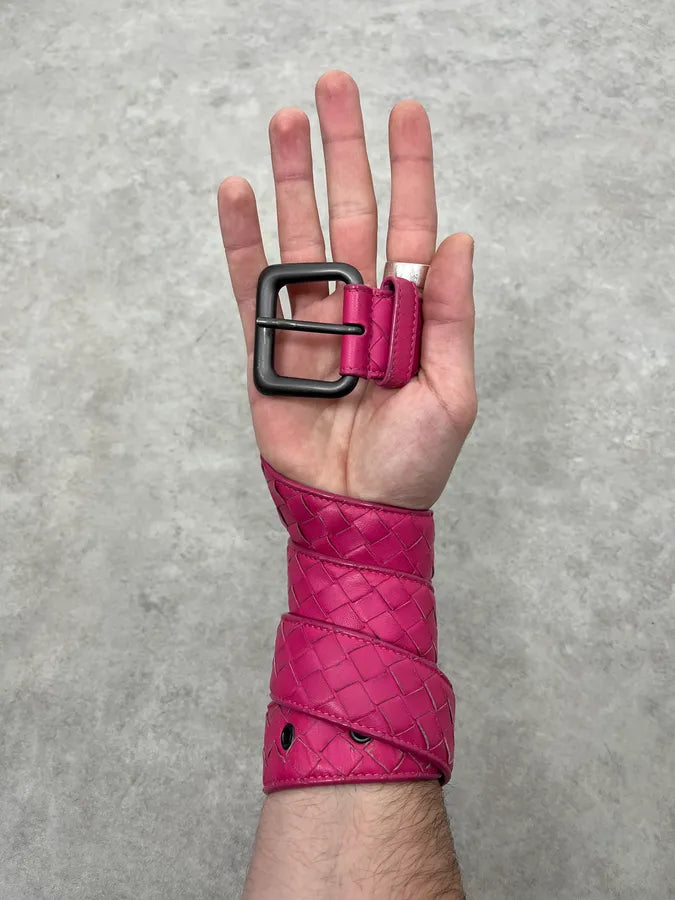 Bottega Veneta Woven Leather Pink Belt dtyUvFU 1