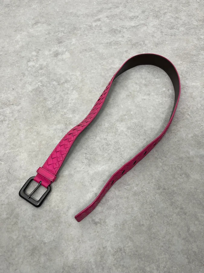Bottega Veneta Woven Leather Pink Belt dtyUvFU 2