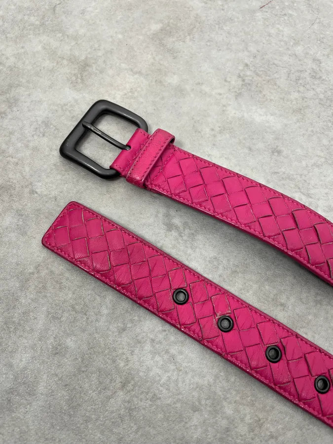 Bottega Veneta Woven Leather Pink Belt dtyUvFU 3