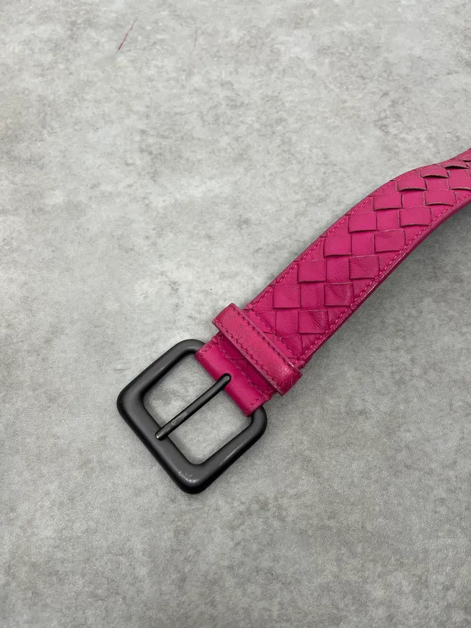 Bottega Veneta Woven Leather Pink Belt dtyUvFU 4