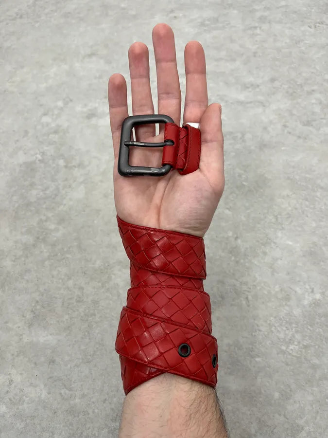 Bottega Veneta Woven Leather Red Belt KMcUYps 1