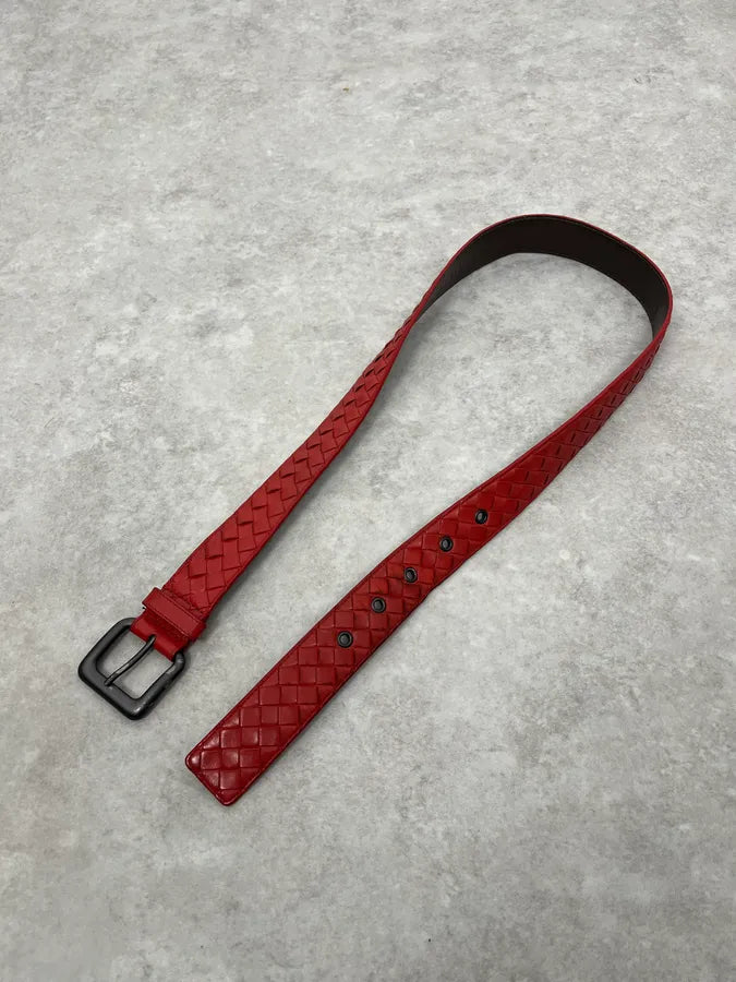 Bottega Veneta Woven Leather Red Belt KMcUYps 2