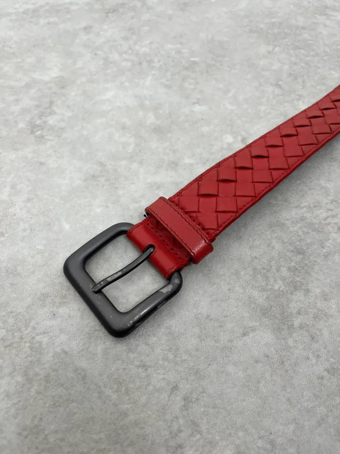 Bottega Veneta Woven Leather Red Belt KMcUYps 4