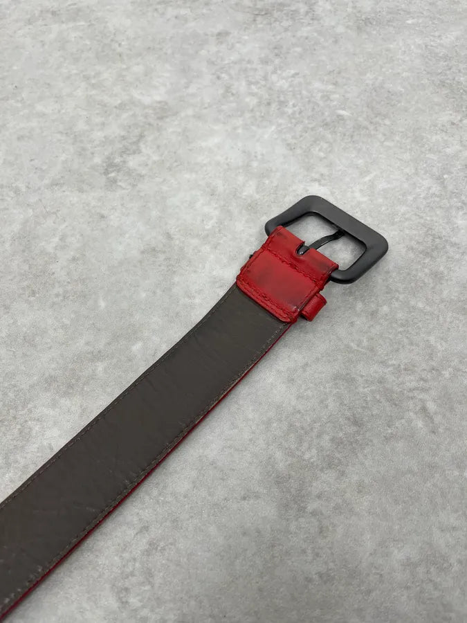 Bottega Veneta Woven Leather Red Belt KMcUYps 5