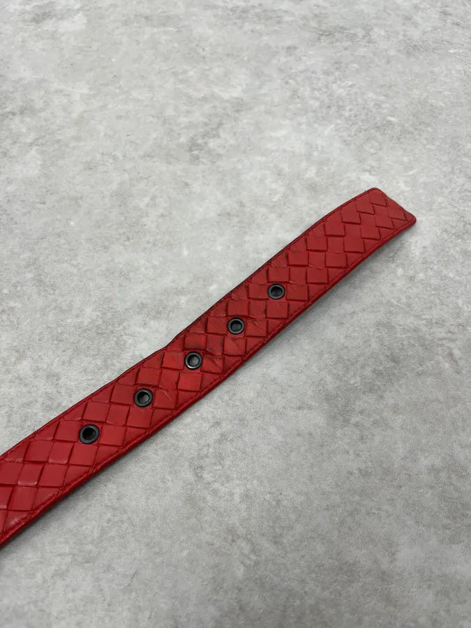 Bottega Veneta Woven Leather Red Belt KMcUYps 6