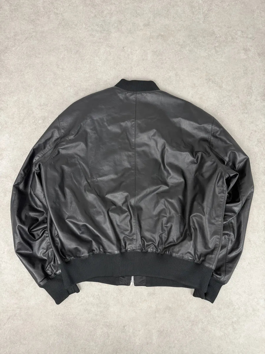 Bottega Venetta Black Leather Bomber Jacket NLWhTsx 1