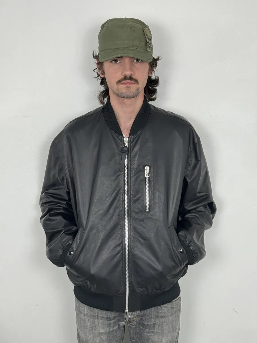 Bottega Venetta Black Leather Bomber Jacket NLWhTsx 2