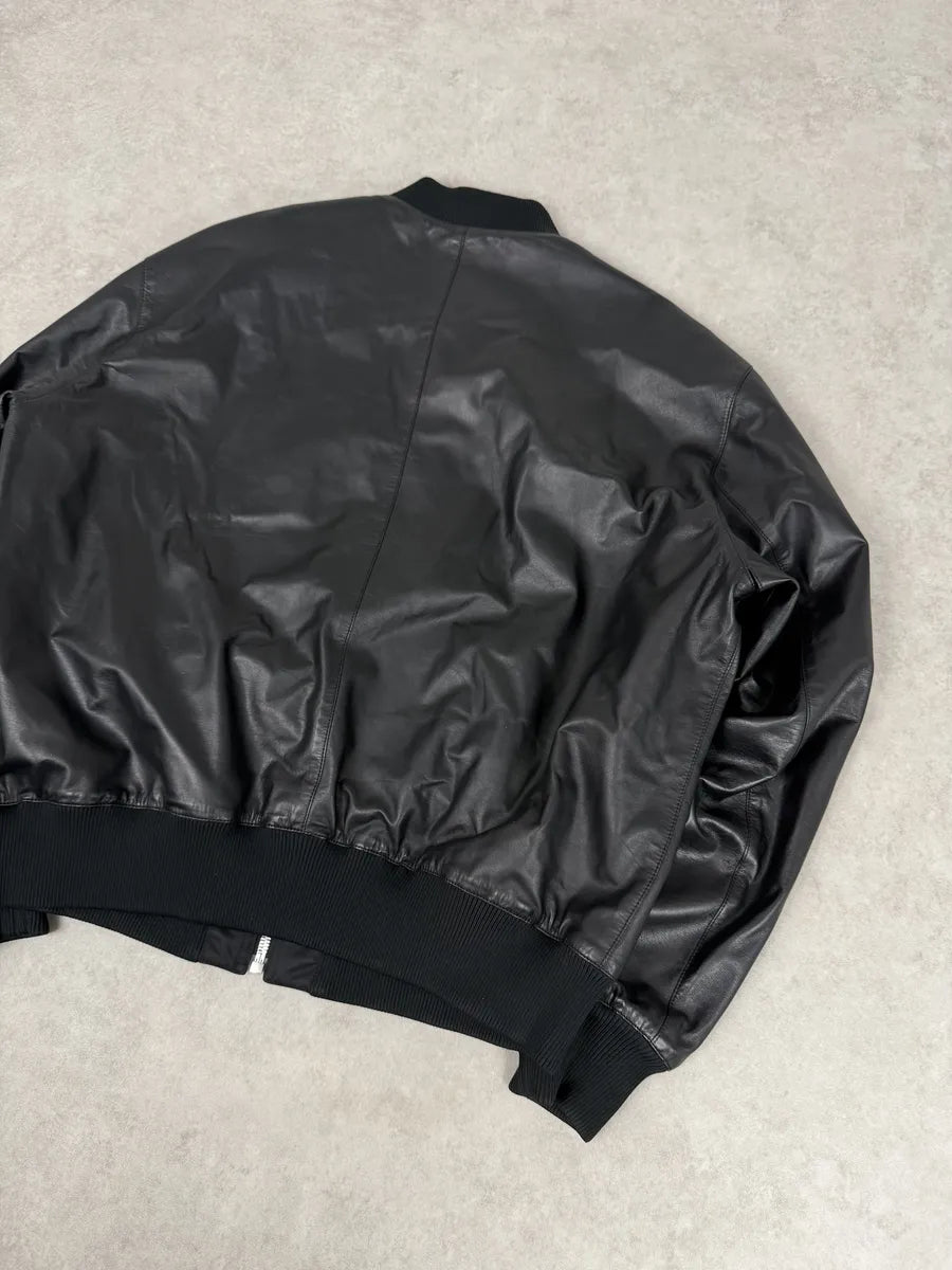 Bottega Venetta Black Leather Bomber Jacket NLWhTsx 5