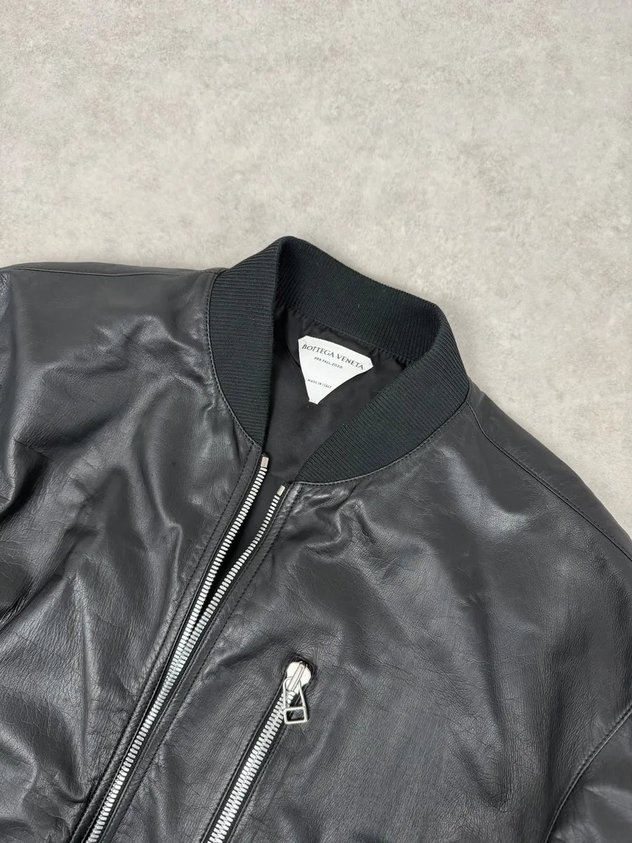 Bottega Venetta Black Leather Bomber Jacket NLWhTsx 9