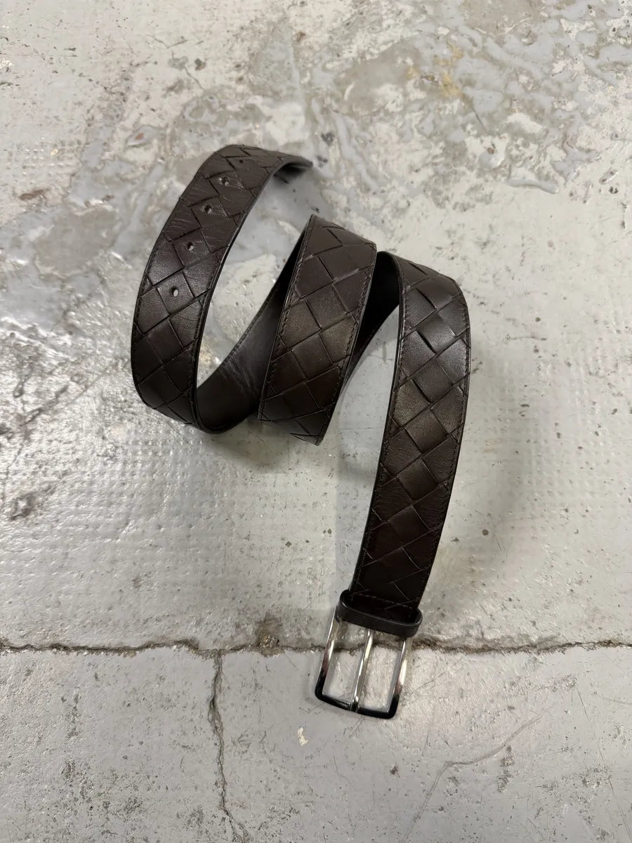 Bottega Venetta Brown Woven Leather Belt FaEbUhj 1