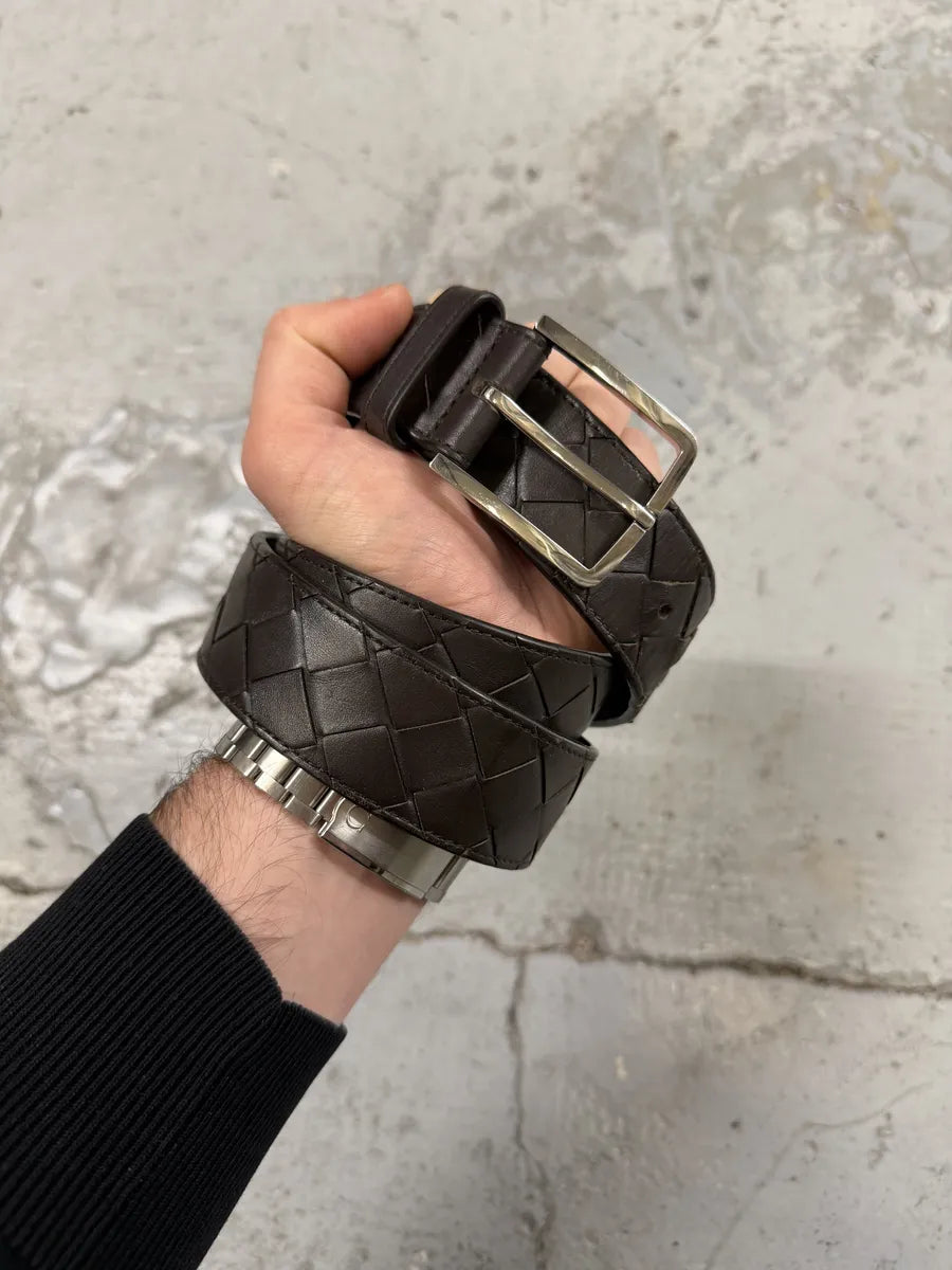 Bottega Venetta Brown Woven Leather Belt FaEbUhj 4