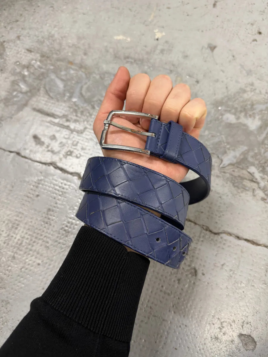 Bottega Venetta Woven Leather Navy Belt eSLlPVR 0