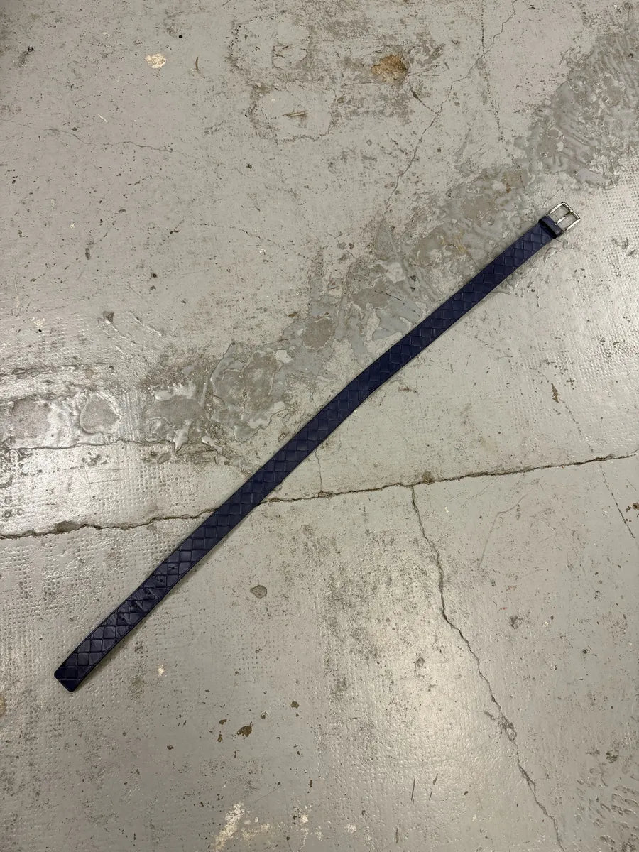 Bottega Venetta Woven Leather Navy Belt eSLlPVR 2