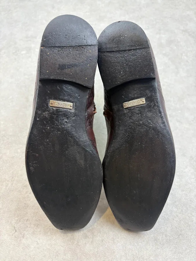2000s Gucci Brown Monogram Eroded Leather Boots hFCESpG 7