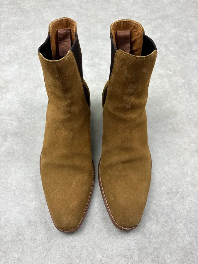 Saint Laurent Paris Wyatt Suede Beige Leather Boots gQgrDSh 1