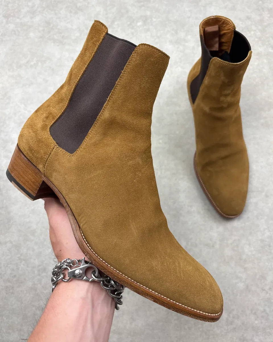 Saint Laurent Paris Wyatt Suede Beige Leather Boots gQgrDSh 0