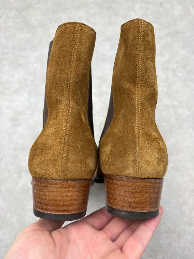 Saint Laurent Paris Wyatt Suede Beige Leather Boots gQgrDSh 6