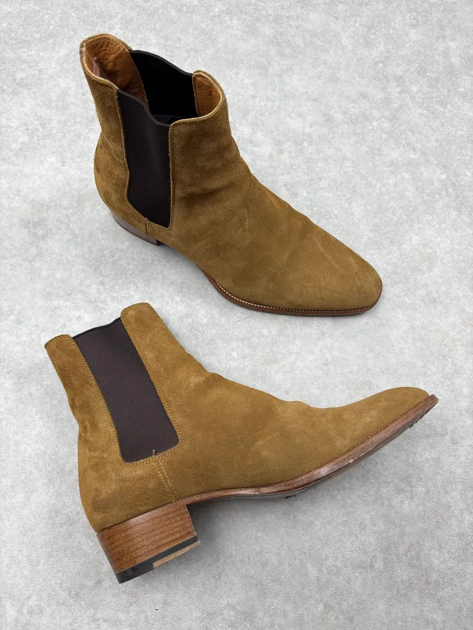Saint Laurent Paris Wyatt Suede Beige Leather Boots gQgrDSh 5