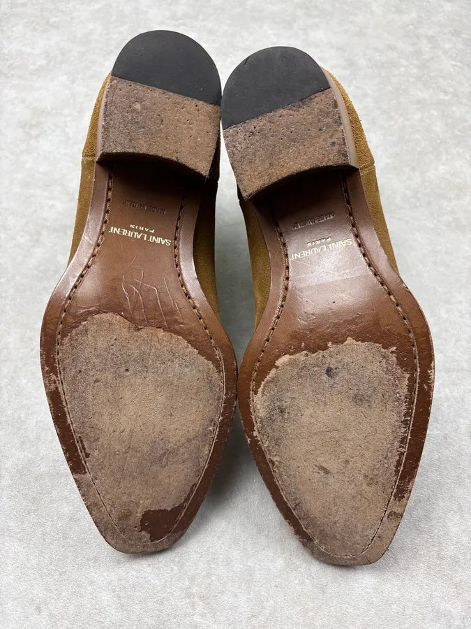 Saint Laurent Paris Wyatt Suede Beige Leather Boots gQgrDSh 7